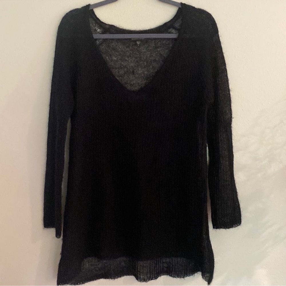 Eileen Fisher black mohair open stitch loose knit tunic